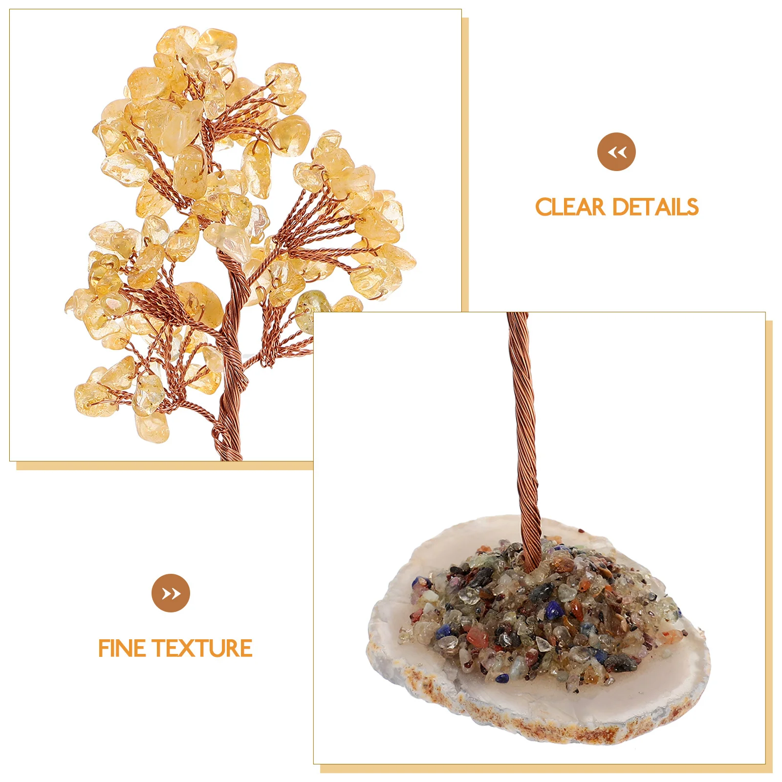 

Golden Crystal Money Tree Statue Desktop Ornament Resin Craft Citrine Tree Decor For Home Office Luck Bonsai Chinese Style