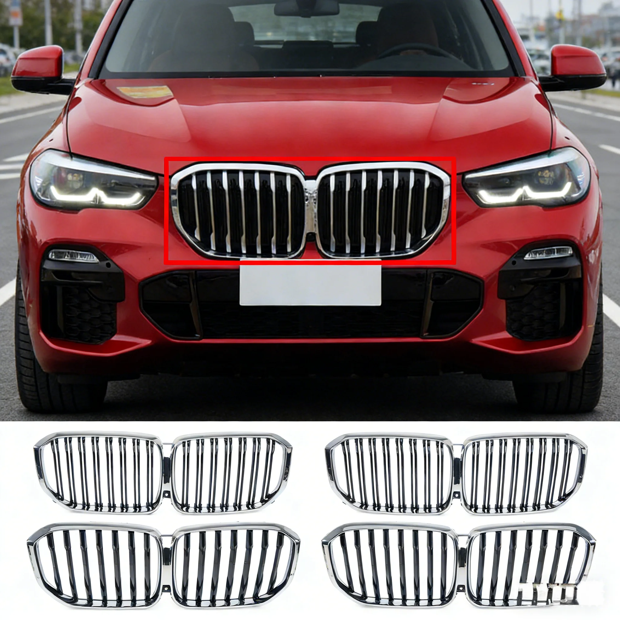 

Решетка радиатора (ноздри) для BMW X5 G05 30d 40i 50i M50d X5M F95 2019-2022, центральная, с отверстием для камеры, из АБС-пластика