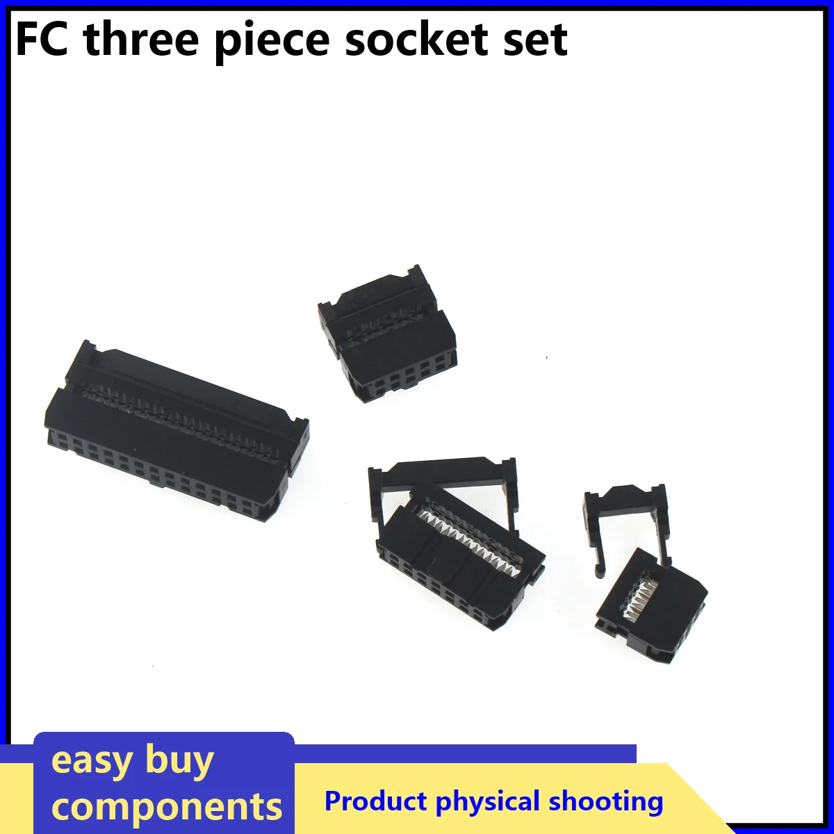 

10Pcs FC 6P/8/10/12/14/16/18/20/24/26/30/34/40/50 Pin 2.54mm Pitch Female IDC Socket Connector Ribbon Cable Connector