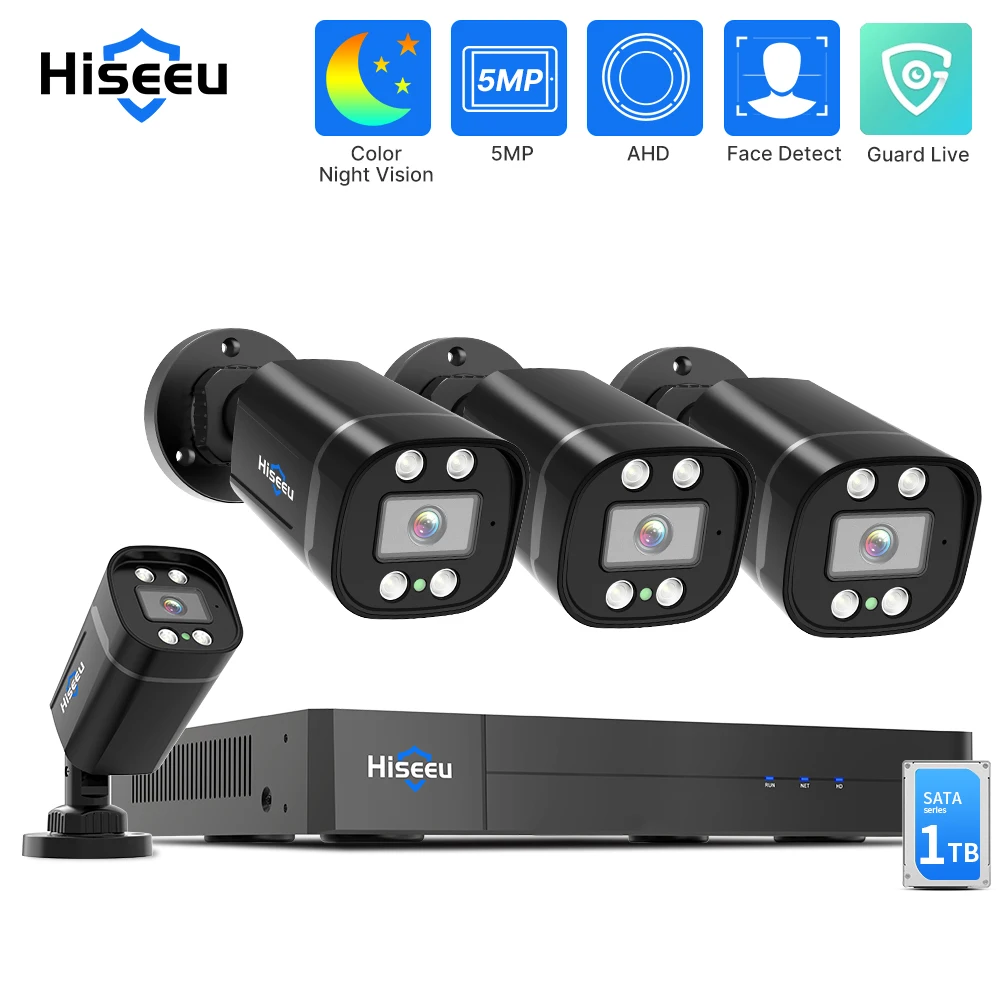 

Hiseeu 4CH 8CH 5MP AHD CCTV Camera System Kit Full Color Home Waterproof Surveillance Bullet Analog Cameras for DVR Guard Live