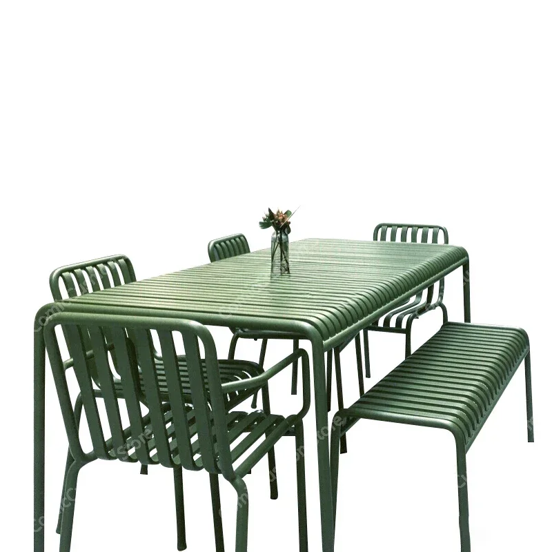 Modern Minimalist Leisure Courtyard Outdoor Tables and Chairs Wrought Iron Color  Table  Chair Set Combination B