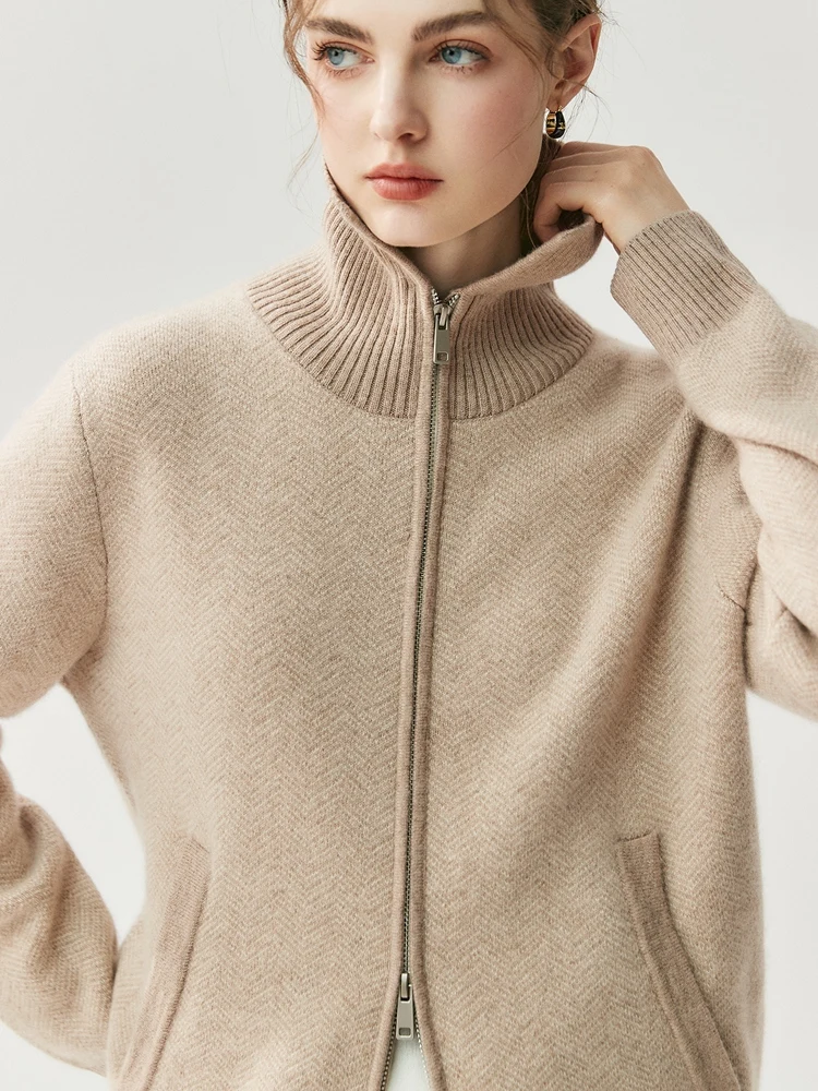 

Новый шикарный женский кардиган из 100% кашемира на молнии, свитер с длинным рукавом, пальто-свитер, весна-осень-зима, кашемировая вязаная одежда, топы