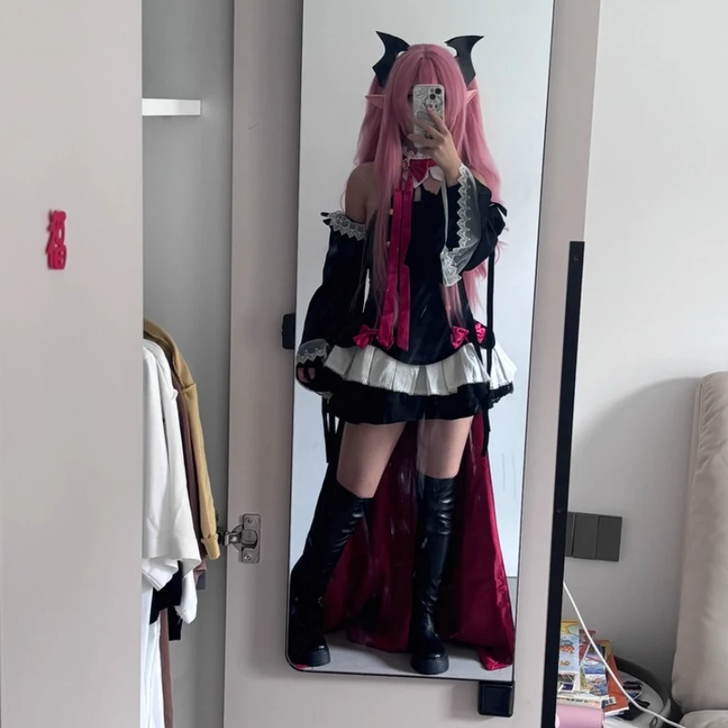 Original Design Fashion Personality Sexy Hollow Out Bow Halter Women's Dress Japanese Sweet Cool Age-Reducing Dresses Set Ladies