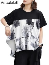 Amax luluE Fashion Printed Tops Women Summer Korean O Neck Leisure Loose Tee Shirts Ladies 2024 Classic Harajuku Elegant Clothes