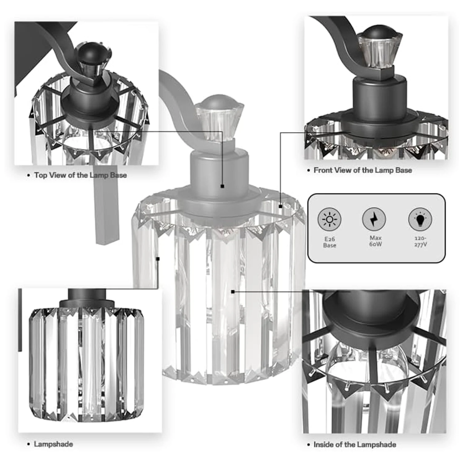 Современные хрустальные светильники для ванной комнаты, настенные светильники, светильники для душа, зеркальное стекло для дома, кухни, спальни, гостиной