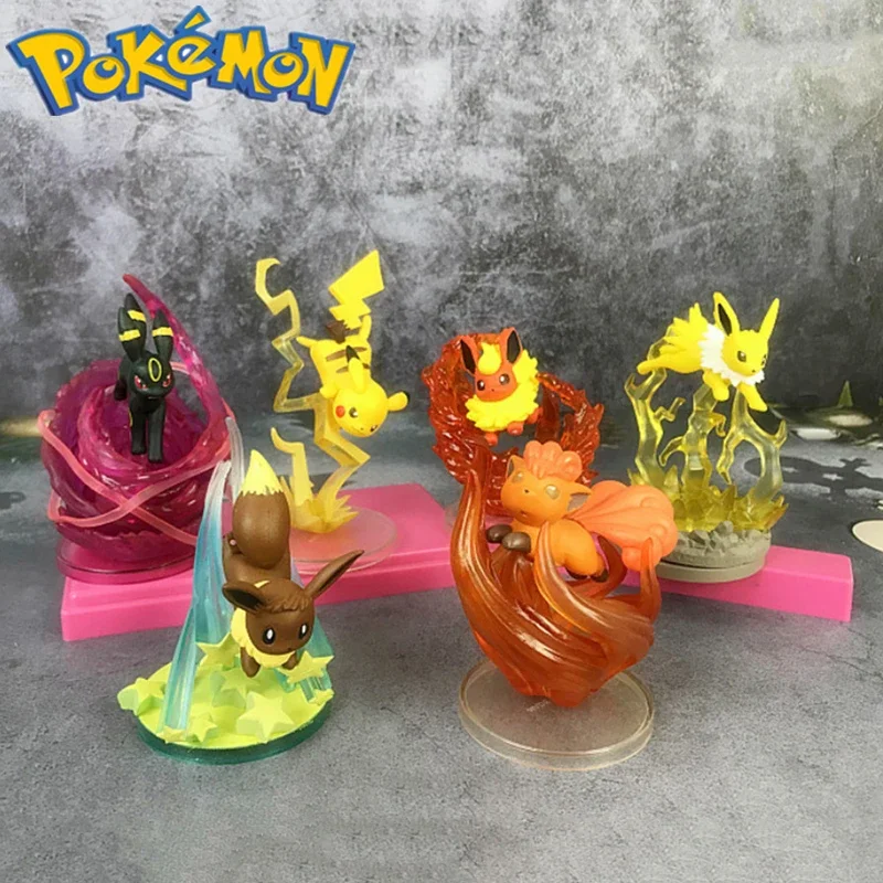 Pokemon Model Skills Series 1st Generation Pikachu Vulpix Flareon Jolteon Umbreon Eevee Family Doll Kawaii Birthday Gift