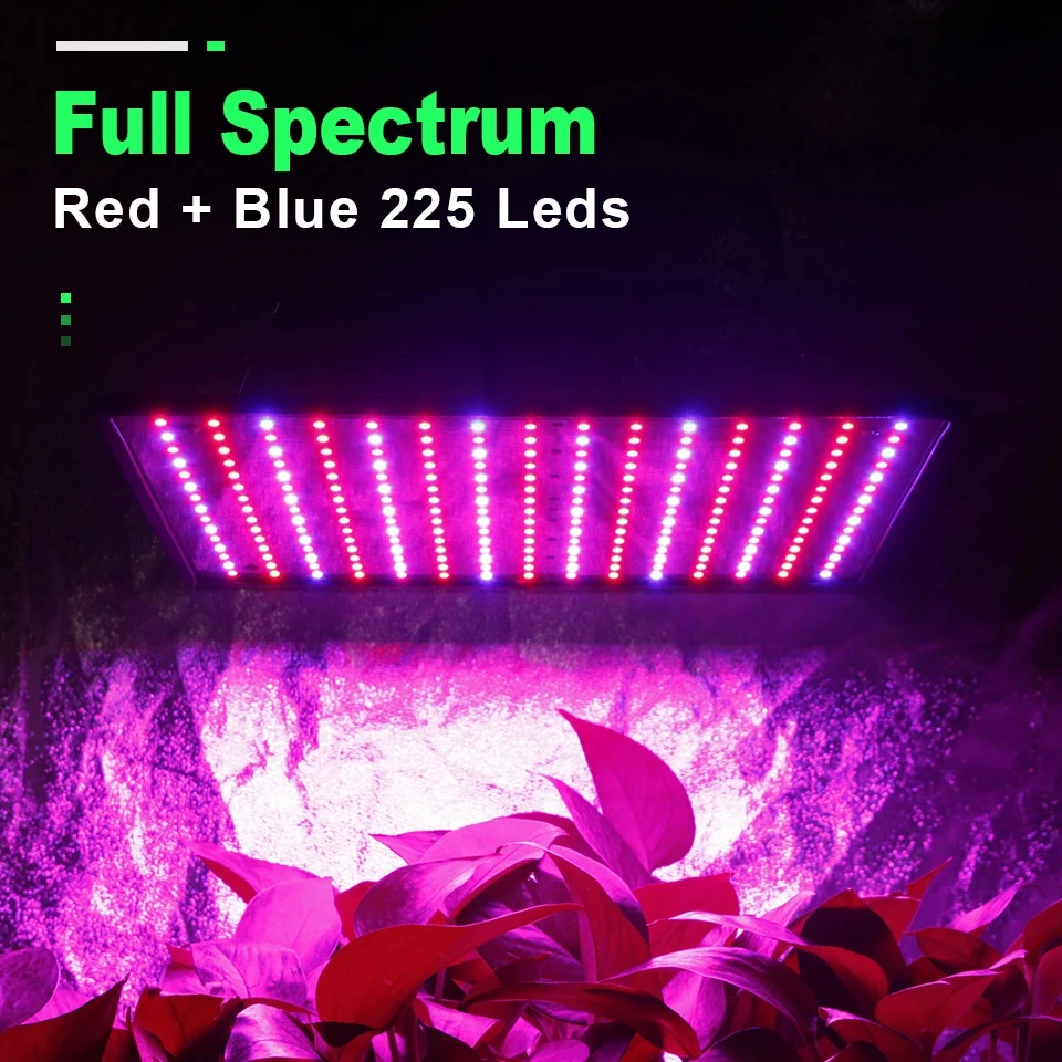 โคมไฟ Grow LED ในร่มแบบเต็มสเปกตรัมไฟสำหรับปลูกพืชเต็นท์ไฟยูวี/ไออาร์สีแดงน้ำเงิน225พืชดอกไม้ LED 1000W 2ชิ้น