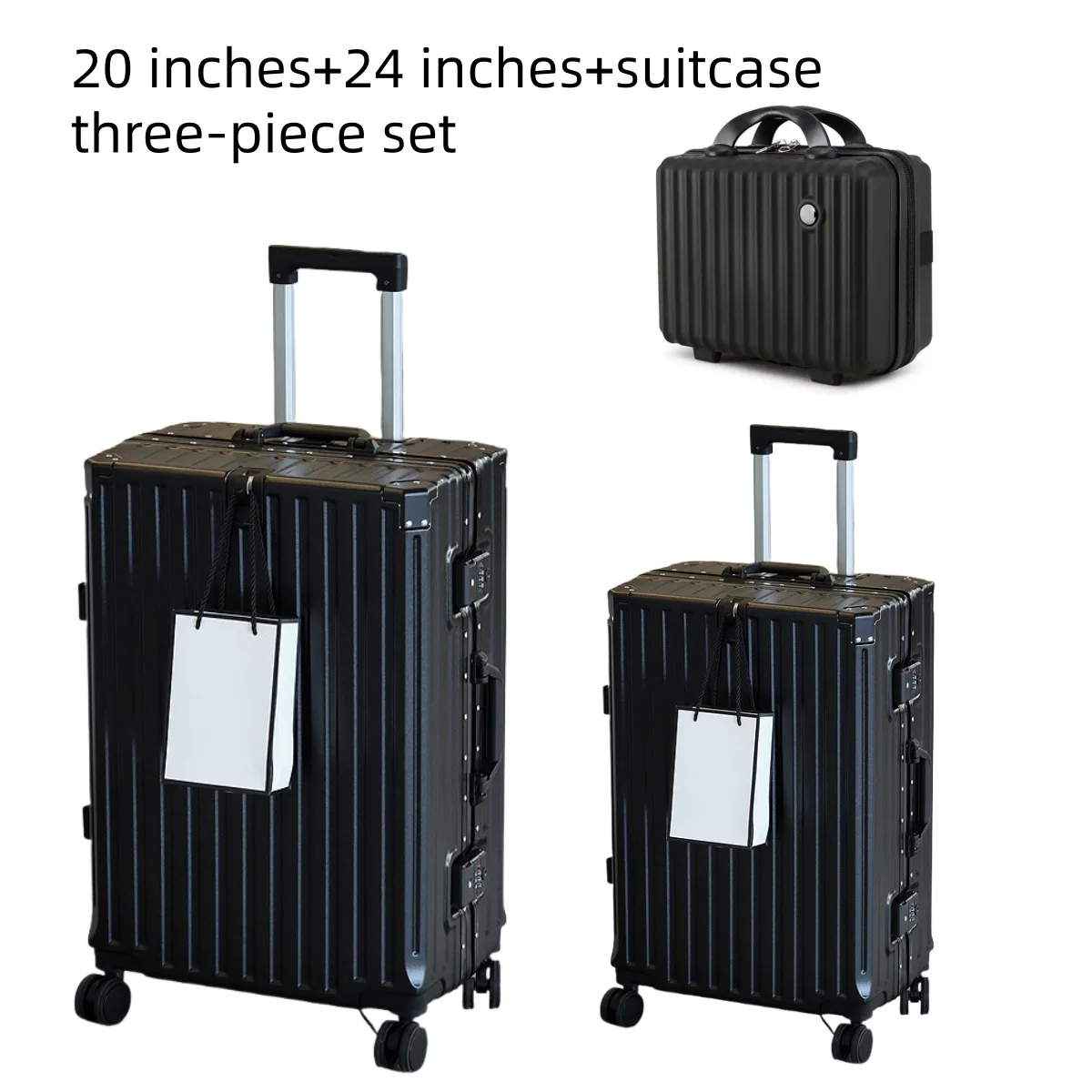 

20inch and 24inch and a Three-Piece Suitcase Set with Trolley Case, Luggage Case, and Carry-On Case, Equipped with Cup Holder and Hook Function, Silent Wheels, Combination Lock, Aluminum Frame, Hard Pc Shell
