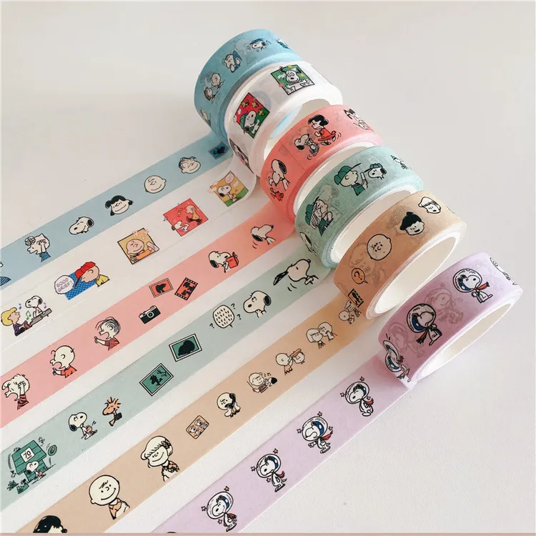 Imagem -06 - Lot Kawaii Snoopy Washi Stickers Tape Cartoon Scrapbooking Faça Você Mesmo Diary Decorative Sealing Sticker Album Stick Label 12 Pcs