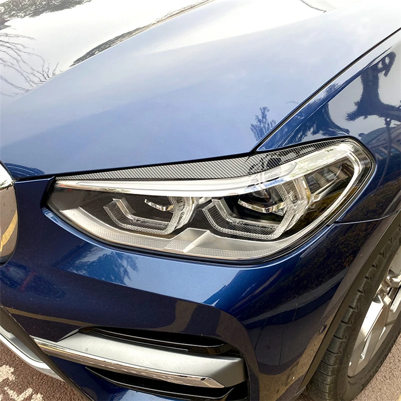 

Передняя фара автомобиля, рамка для бровей, декоративные накладки для BMW X3 G01 X4 G02 2018-22, внешние аксессуары с узором из углеродного волокна