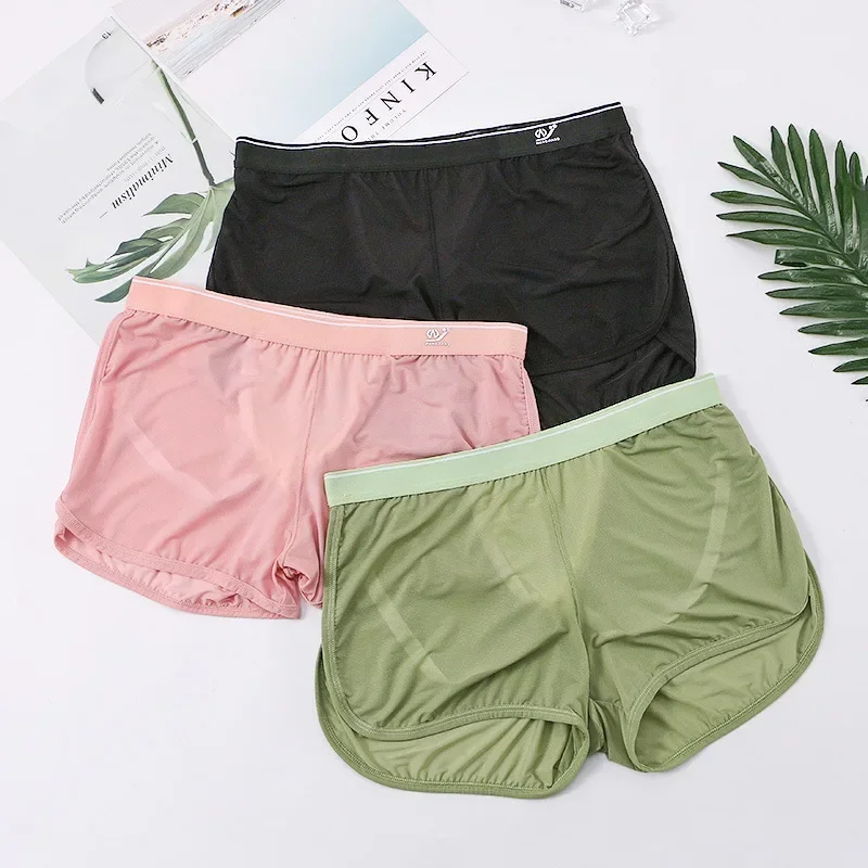 Men's Casual Shorts Summer Ice Silk Mesh Lounge Pants Quick-Dry Sports Trunks Fitness Butt-Lifting Sweatpants Boy Fashion Trunks