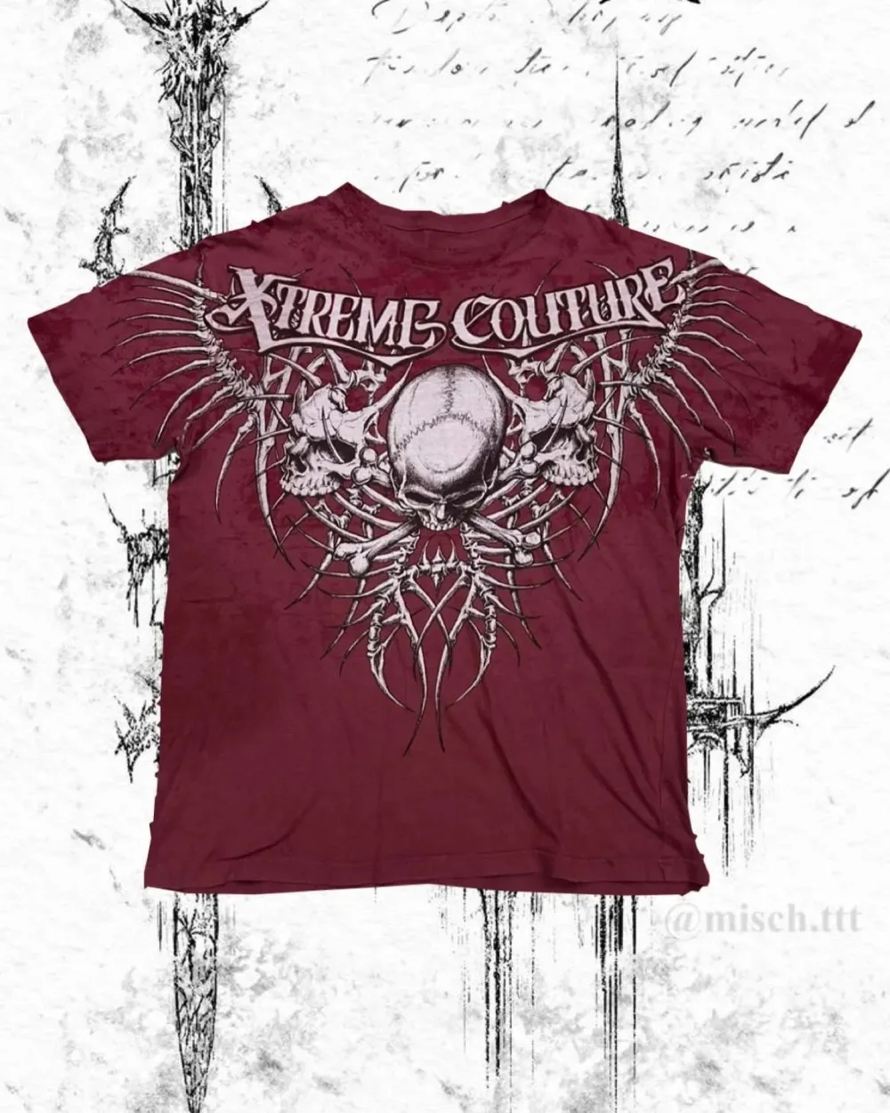 European and American Men's Summer Gothic Letter Bone Wing Skull Print Soft and Breathable Round Neck T-Shirt Outdoor Street Top