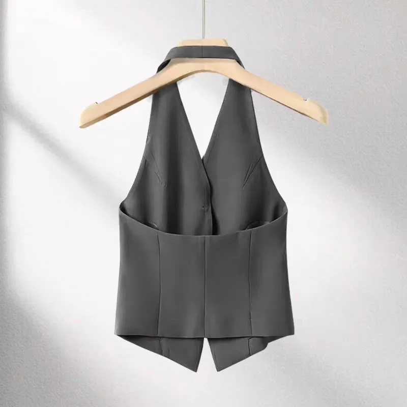 High end neck hanging vest for women fashionable vest stylish and western-style summer new design stylish outerwear suit vest