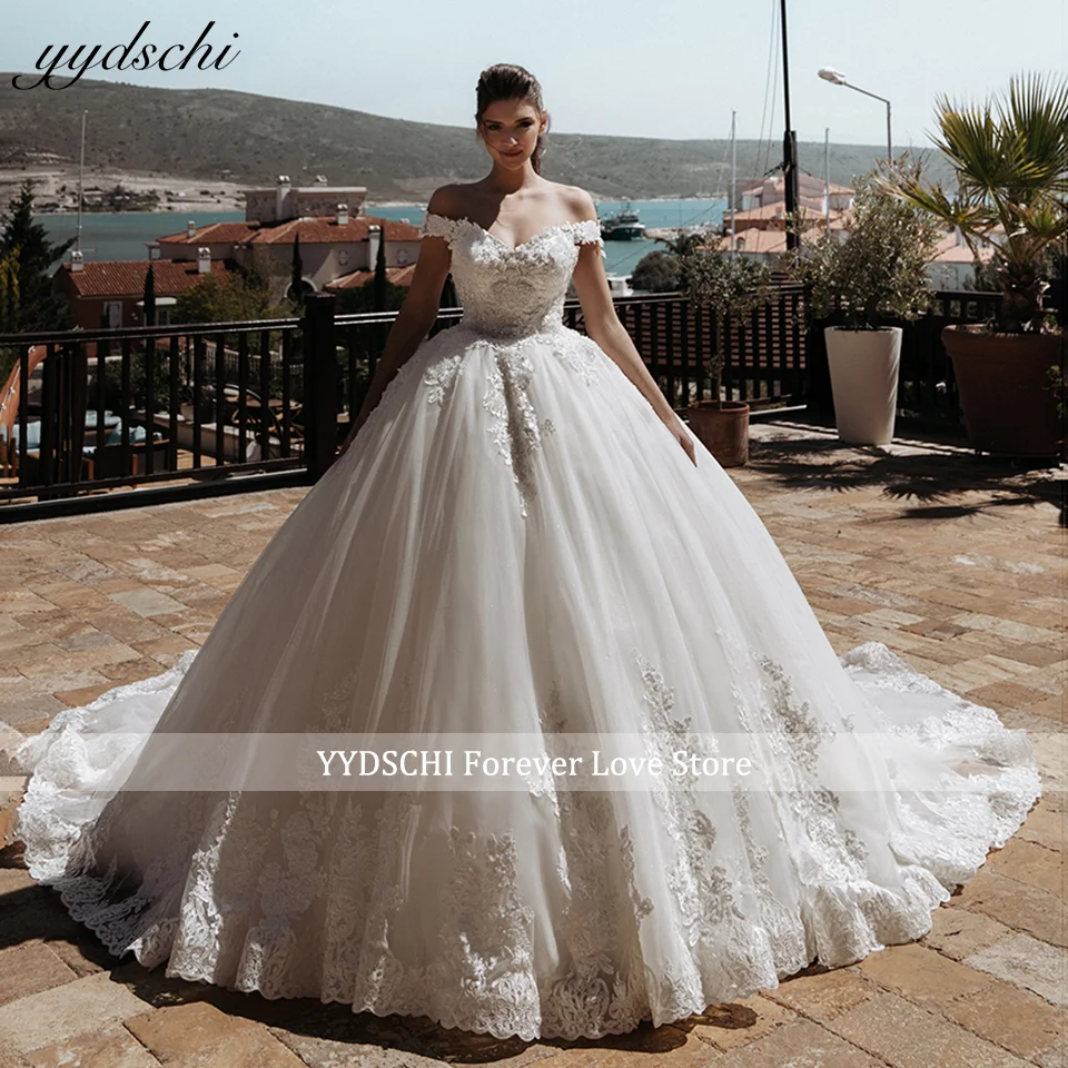 

Customized Elegant Ball Gown Wedding Dresses 2025 Princess Tulle Appliques Lace Up Back Women Bride Gowns Vestido De Novia