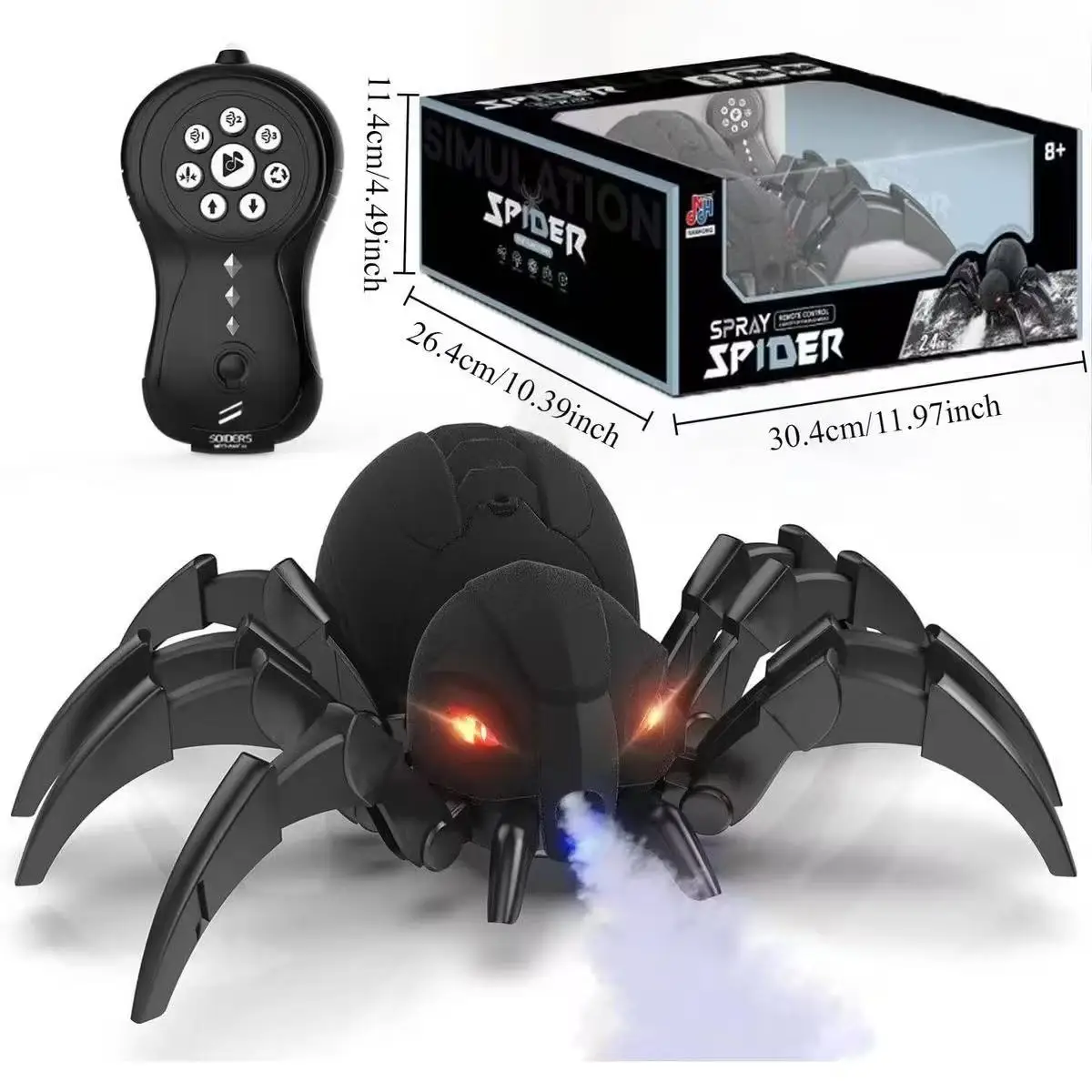 RC Spider Robot Remote Control Spider Toys with Spray/Light/Music Gifts for 6 -12 Year Old Boys Halloween Easter Toys for Kids
