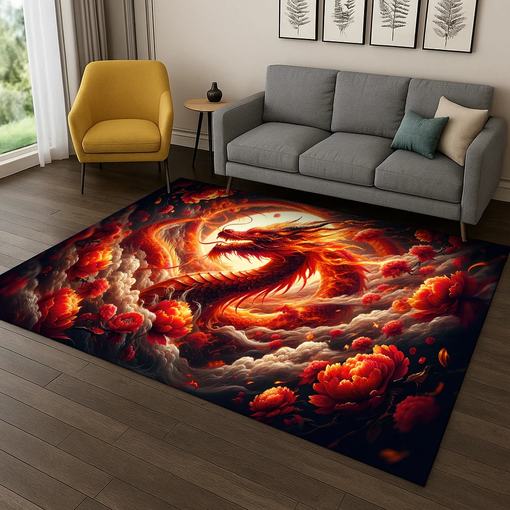 3D China Dragon Myth Art Teppich für Sofa Schlafzimmer Wohnzimmer, Bereich Teppich Fußmatte Home Decor, Kinderspiel rutschfeste Bodenmatte
