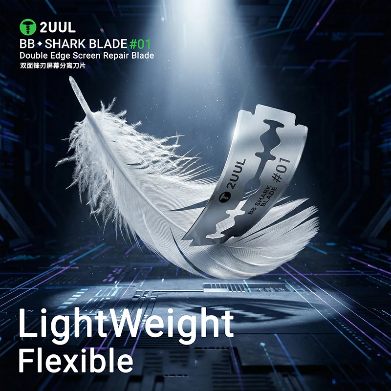 

2UUL BB01 Shark No.01 Лезвия для ремонта экранов с двойной кромкой (100 шт./упаковка) для обслуживания мобильных телефонов, нож для снятия экранов