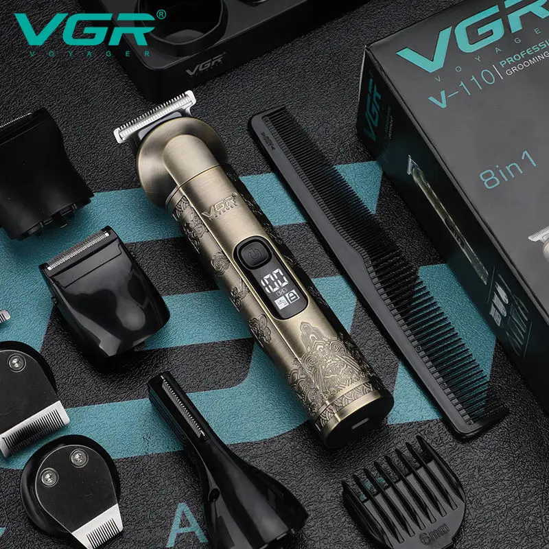 VGR 110 6-in-1 multifunctional hair clipper, metal retro body hair trimmer, home carving pusher, nose hair trimmer, shaving hair