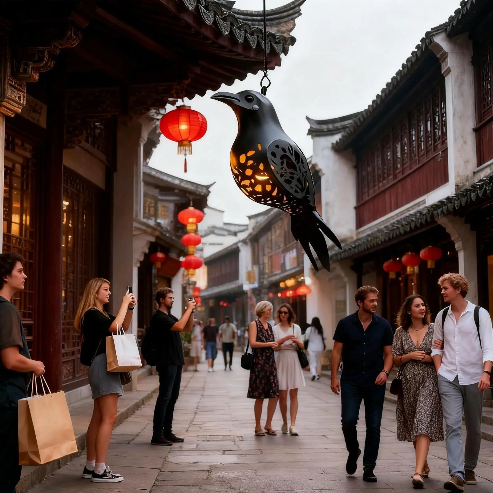 Crow Lantern 3D Crow Shape Gothic Decorative Window Hangable Lantern Decor for Homeowners Gardeners Apartment Garden Patio Porch