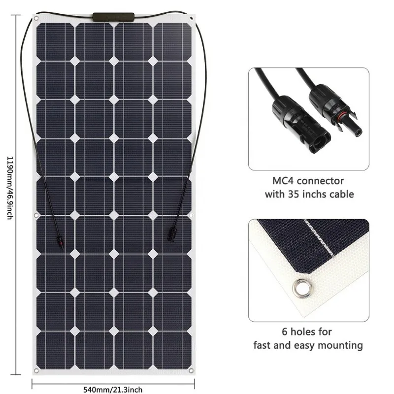 

Chinese Wholesale 100W 18V 12V Flexible Mono ETFE Solar Energy Panel Solar Module