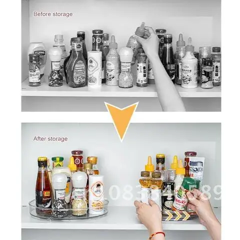 Seasoning Holder Spice Organizer Cosmetic Storage Rack Condiments Home Supplies Storage Rack Turntable Transparent