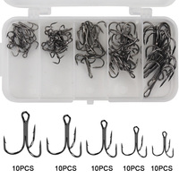 Hot Sale Treble Fishing Hooks 50pcs/Box Fishing Tool Accessories Set Treble Hooks Triple Jigging Soft Bait Lure Fishing Tackle