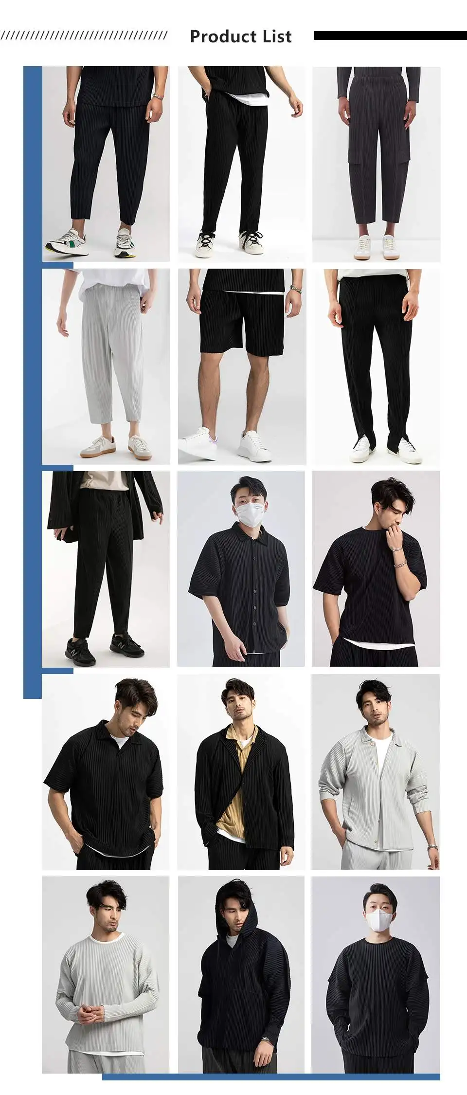 Miyake Pleated Men Long Sleeve Plain Slit Hem T-shirt Full Sleeve Round Collar T Shirt Korean Streetwear Casual Top
