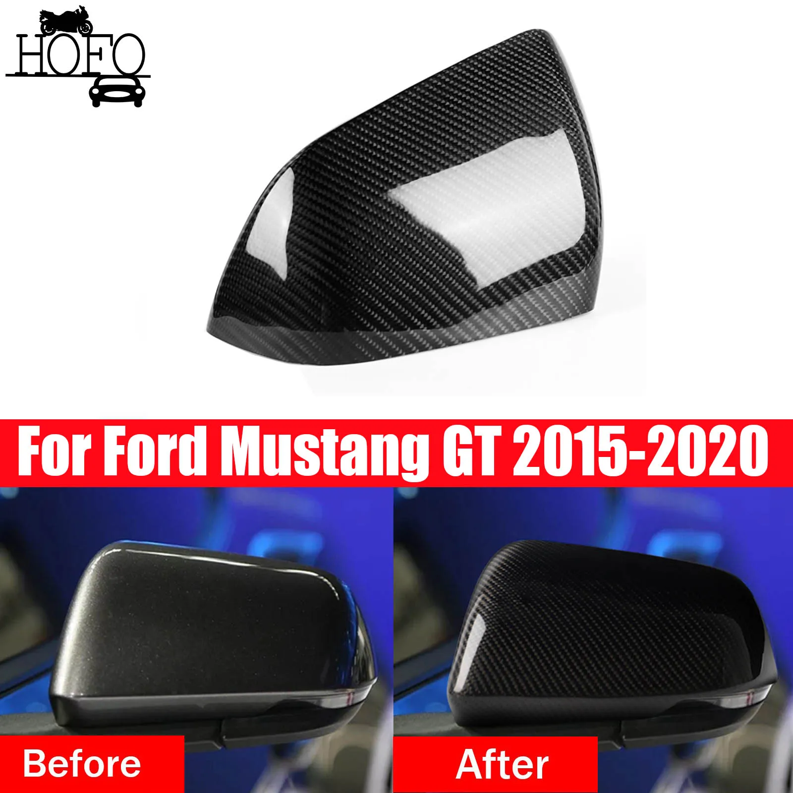 

1 Pair Rearview Mirror Cover Carbon Fiber Side Mirror Caps For Ford Mustang GT 2015-2020 2016 2017 2018 2019