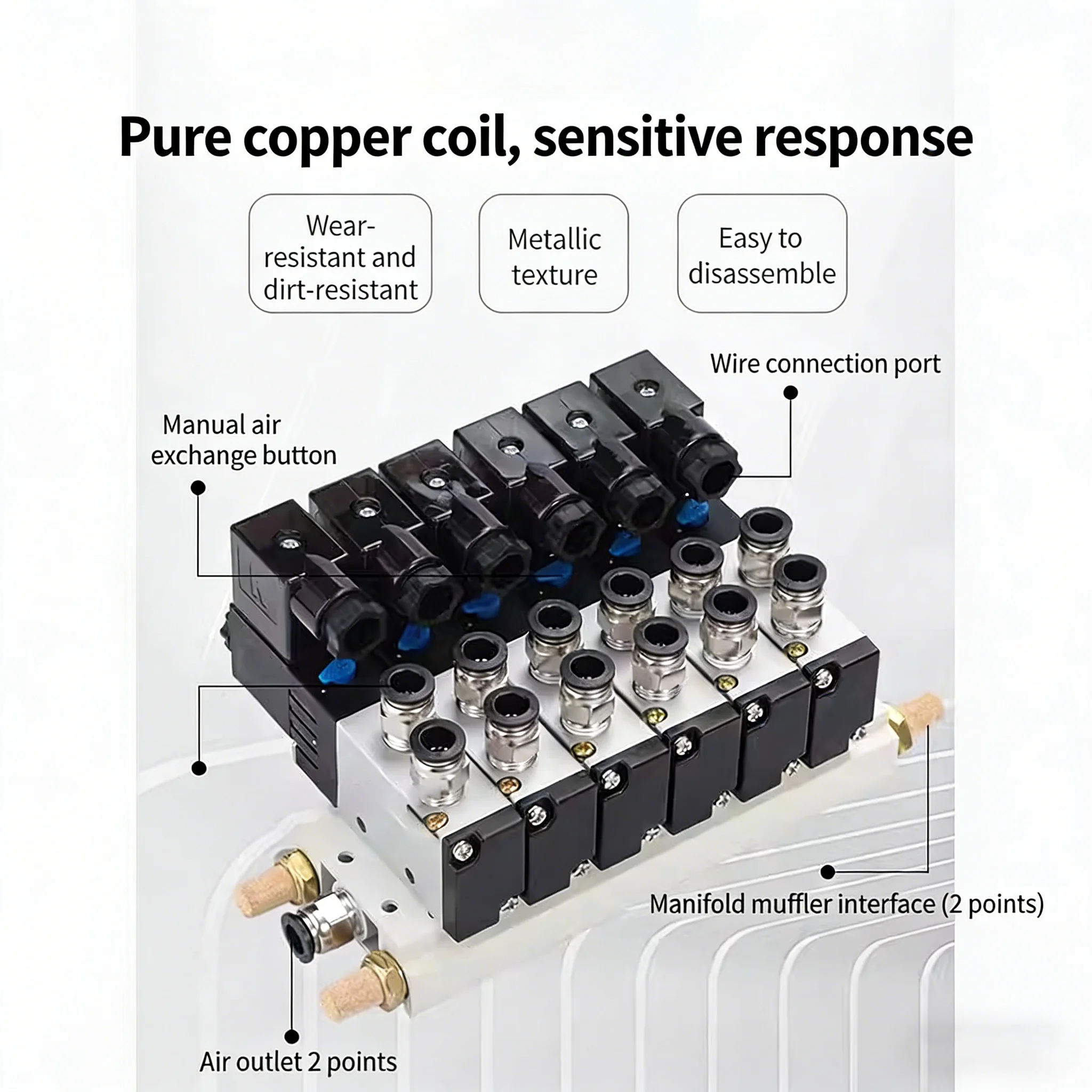 4V110-06 4V210-08 4V310-10 4V410-15 Set Valves Exhaust Manifold 1F-16F Solenoid Valve Station Base DC24V DC12V AC220V AC110V