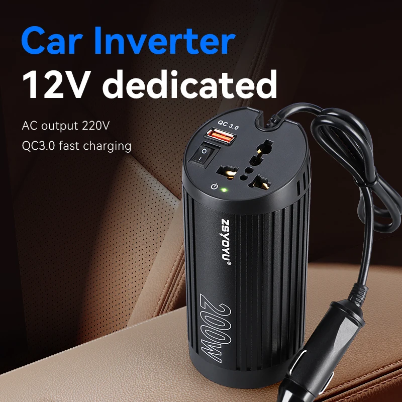 Inverter Car Power 12V DC To 220V AC Converter QC3.0 Usb Quick Charger Invertor Cigarette Lighter Battery ON/OFF For Vehicles