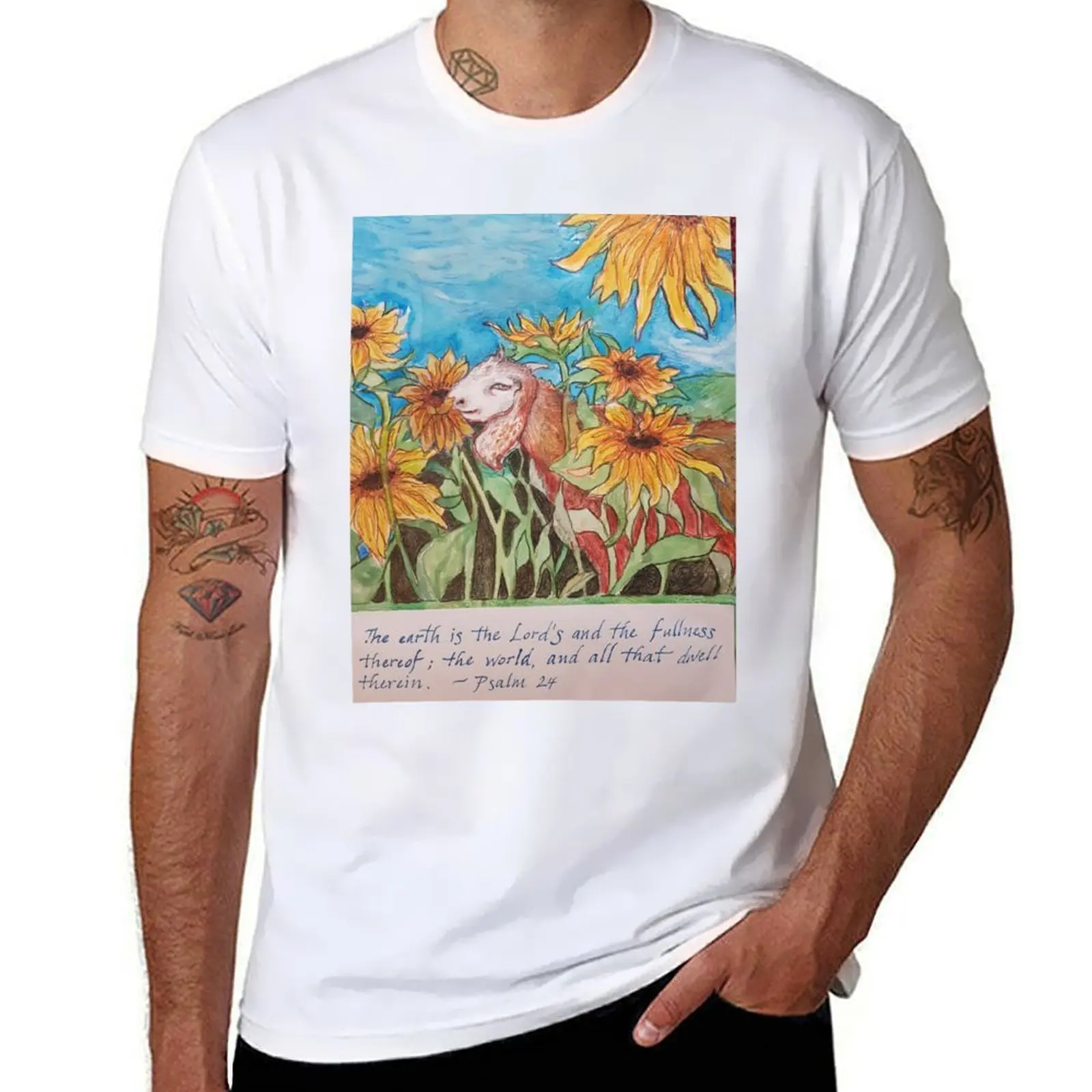 

Baby goat with Sunflowers T-Shirt man tshirt t shirt personalised T-Shirt