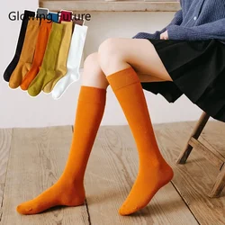 Spring Japanese College Style Calf Socks Cute Women Socks Combed Cotton Middle Tube Ladies Sokken Simplicity Kawaii Female Kaos