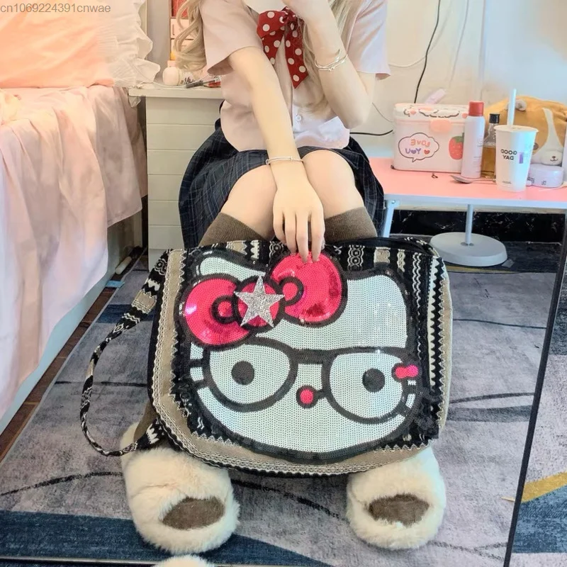 Sanrio Hello Kitty Large Women Canvas Bag Luxury Aesthetic Tote Bag Y2k Traf Korean Stylish Crossbody Bag Fanny Pack Female