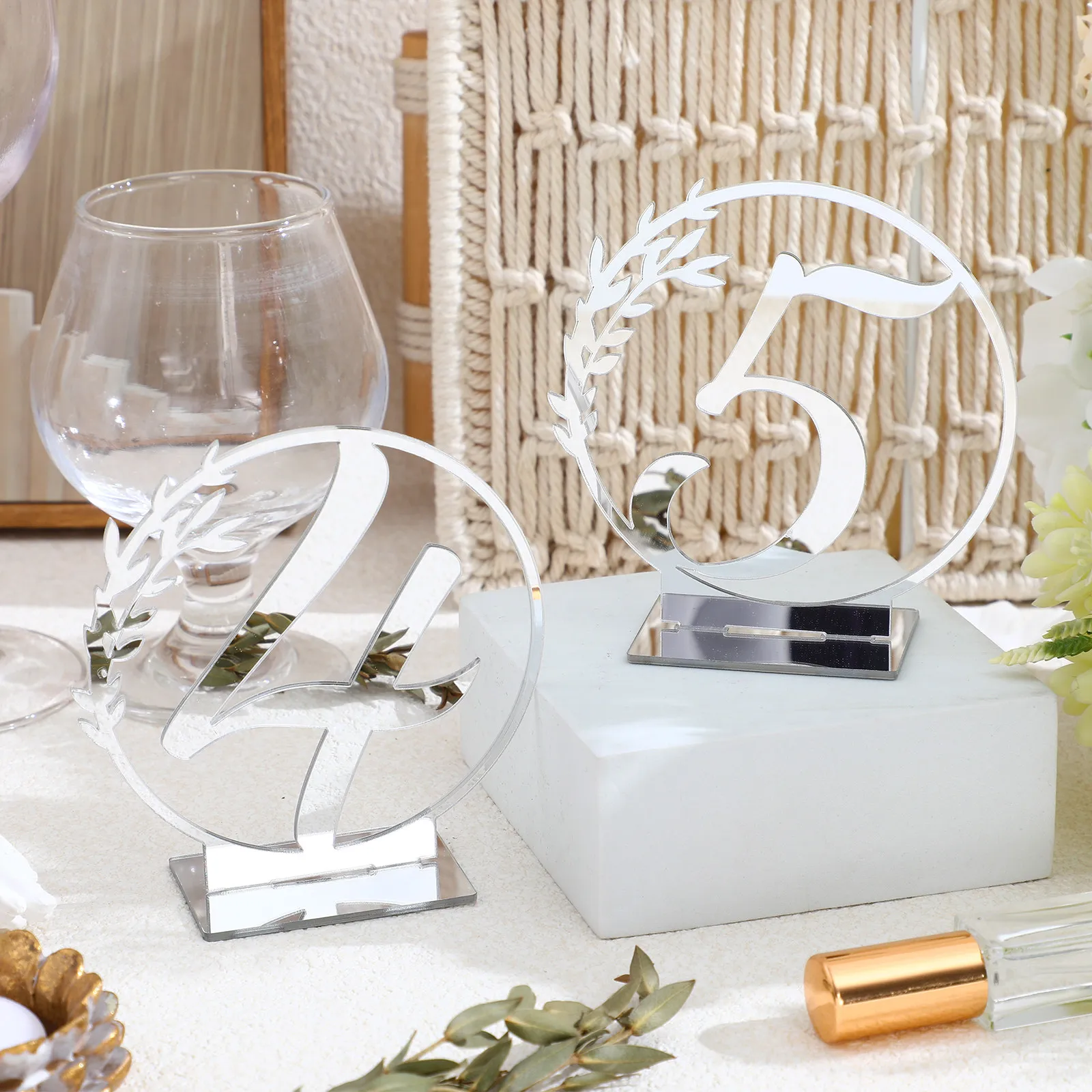10Pcs Acrylic Wedding Table Signs Smooth Edge Table Numbers for Reception Anniversary Birthday Party Banquet Decoration Sign
