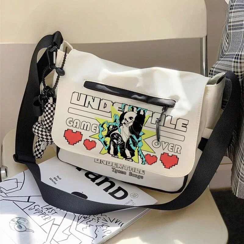 AllBlack AllWhite BlackWhite, Undertale Sans, pelajar anak-anak remaja, Anime Messenger tas selempang bahu untuk sekolah anak perempuan laki-laki