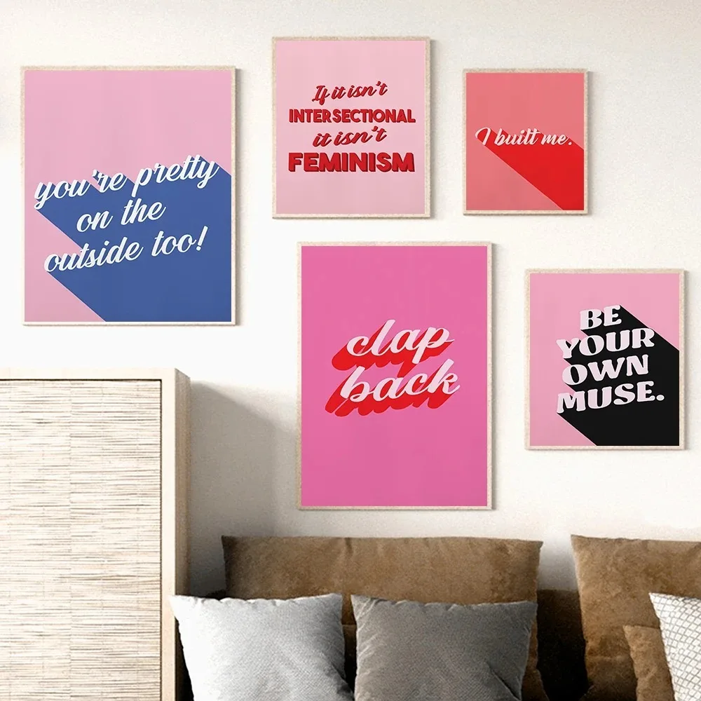 Fashion Modern Quote Typography Art Poster Patriarchy Pink Canvas Painting Room Home Decor Young Girl Female Dormitory