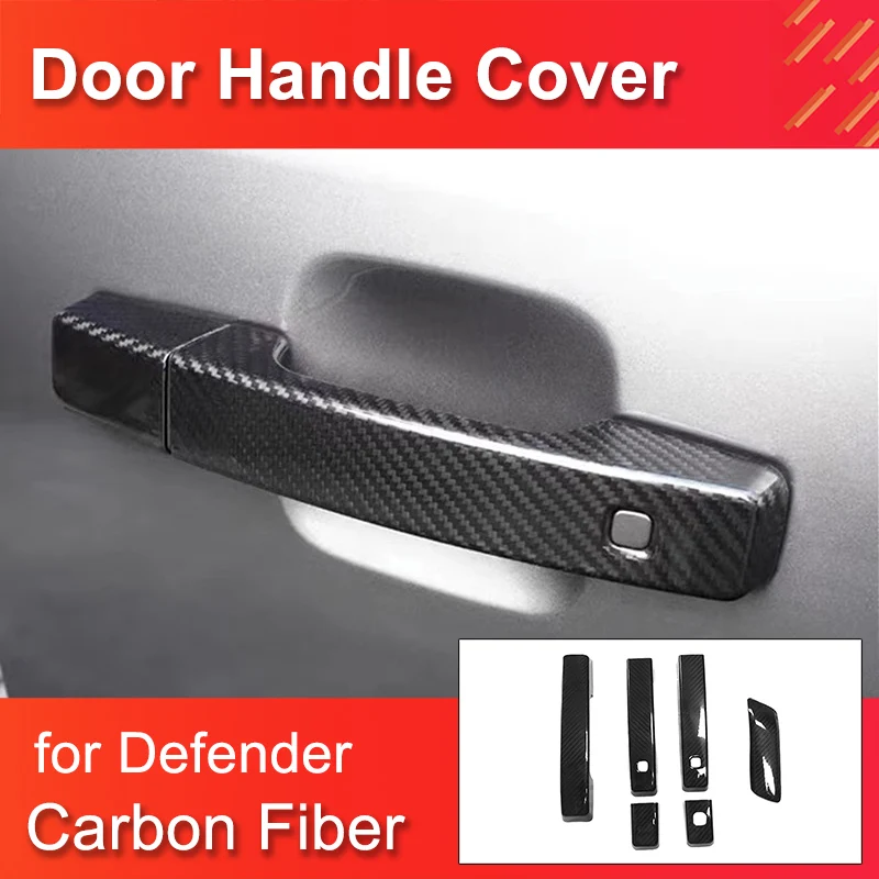 Carbon Fiber Door Handle Cover for Land Rover Defender 90  2020-2023 Exterior Accessories Handle Protector