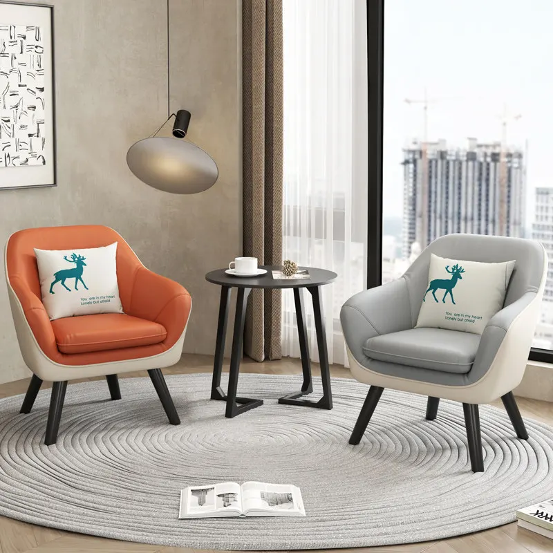 Sillón Mecedora Clásico de Diseño, Lujoso Sillón Moderno de Madera para Descanso, Sillón de Piso de Cuero, Muebles para Sala de Estar