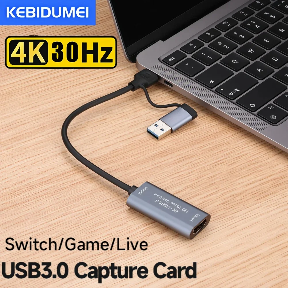 

2 in 1 4K Video Capture Card HDMI-compatible To USB 3.0 Type C Video Capture for Live Streaming Camera Game Recording Switch PC