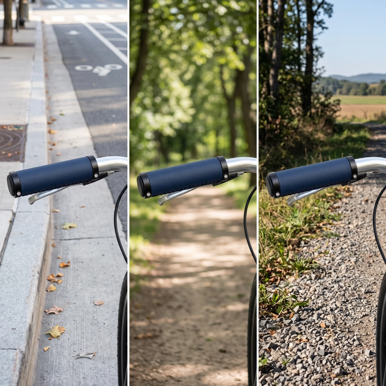 Commuting On Road Bike - レザーハンドルバーグリップ 滑り止めロックオングリップ 衝撃吸収性 サイクリスト、通勤用自転車、ロードライディングに快適