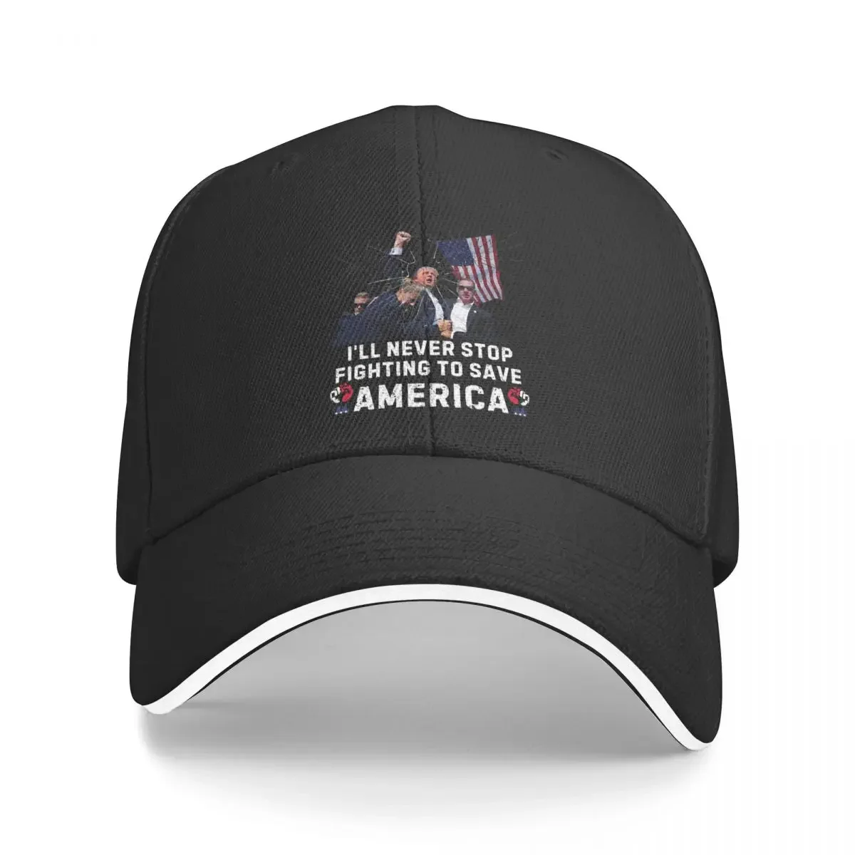 Trump Fight 2024 Shot Baseball Cap Retro Fight Assassination Attempt Sandwich Cap Unisex Adjustable Dad Hat Sport