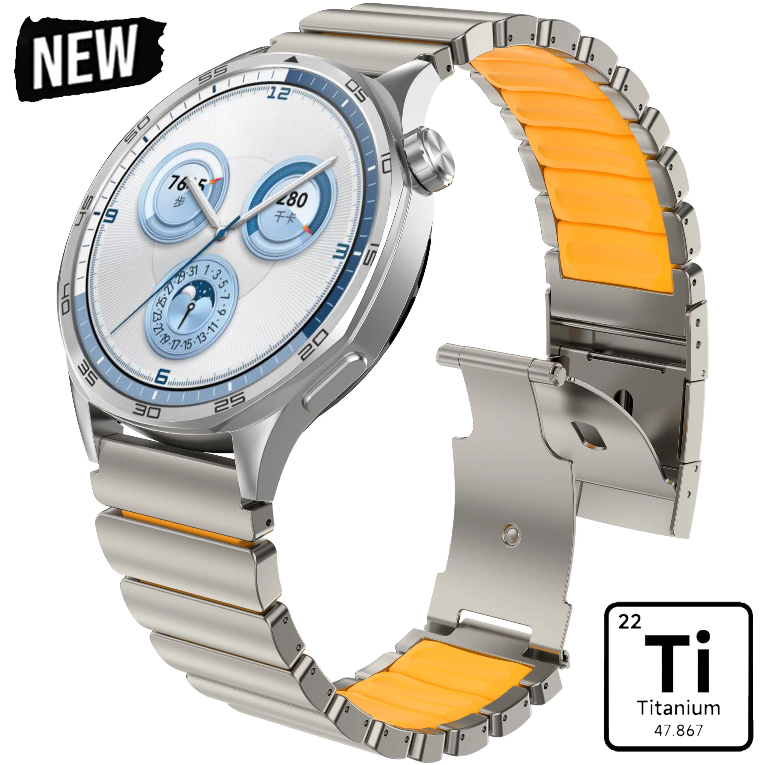 

22mm Titanium Rubber Band for Huawei GT6/GT6 Pro GT5/GT5 Pro 46mm Luxury Business Wristband for Huawei Watch 5 4 46mm Bracelet