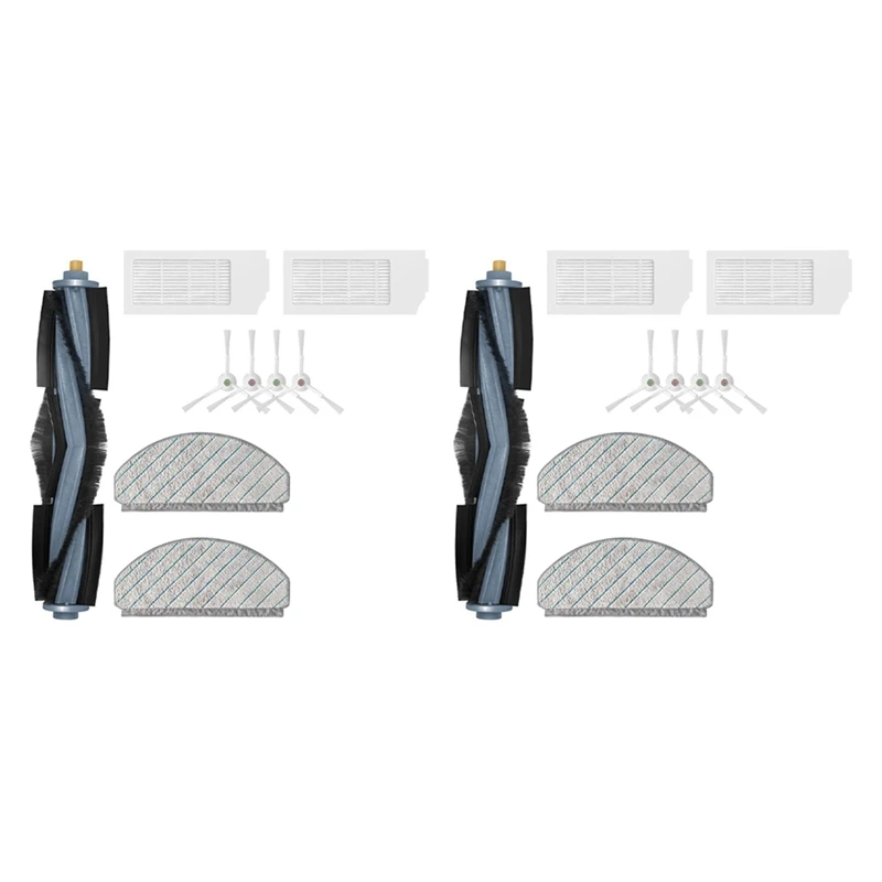 2ชุดสำหรับ Ecovacs T10 deebot PLUS หุ่นยนต์ดูดฝุ่นอะไหล่แปรงหลักตัวกรอง HEPA แปรงด้านข้าง