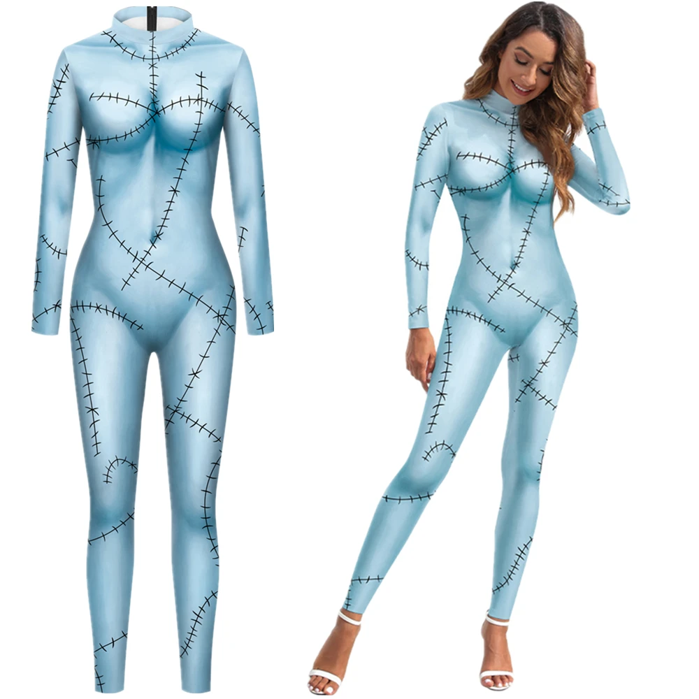 

Sally Christmas Women Sexy Slim Jumpsuit Catsuit Cosplay Costumes Zentai Halloween Party Bodysuit