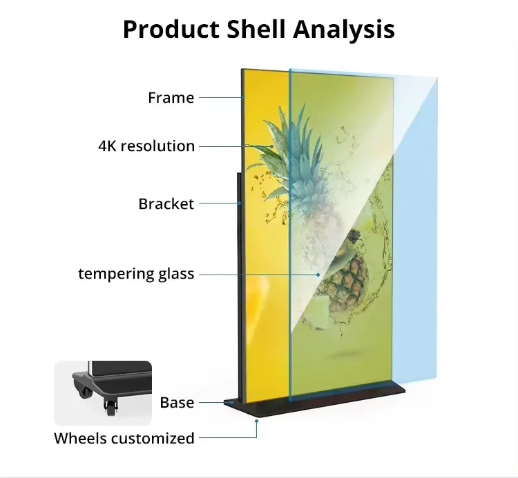 Shop Video Player Window Advertising Screen Floor Standing Totem External Video Vertical Digital Display Stand for Advertising