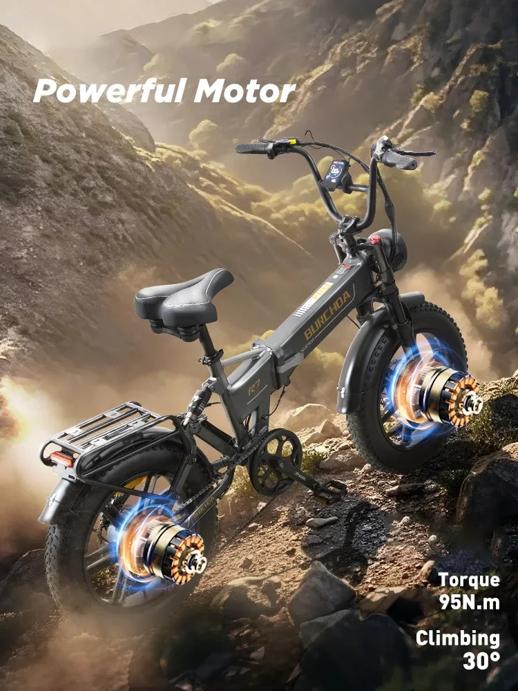 Folding electric vehicle double drive electric bicycle integrated wheel R7 dual motor 20 inch European Union fat tire EBIKE fact