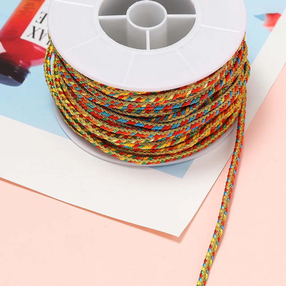 2m/pcs Hot Selling 3mm Colored Five Thread Rope Tibetan Style Colored Braided Thread Non Elastic Cotton thread, DIY Braided Rope