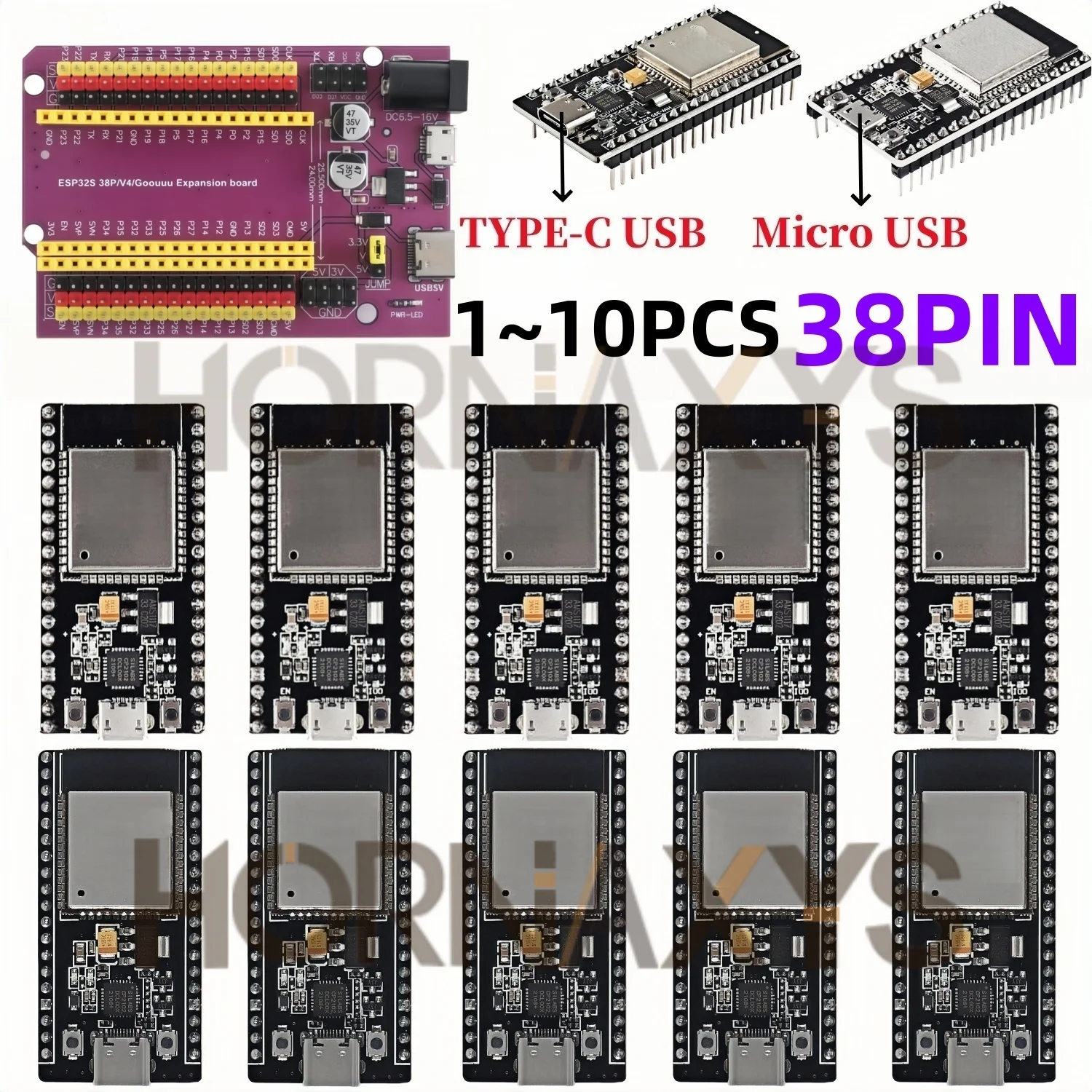 1-10pcs ESP32 WR-32 Development Board TYPE-C/MICRO CP2102 WiFi+Bluetooth-compatible Module for IOT Development Board 32MB 38PIN