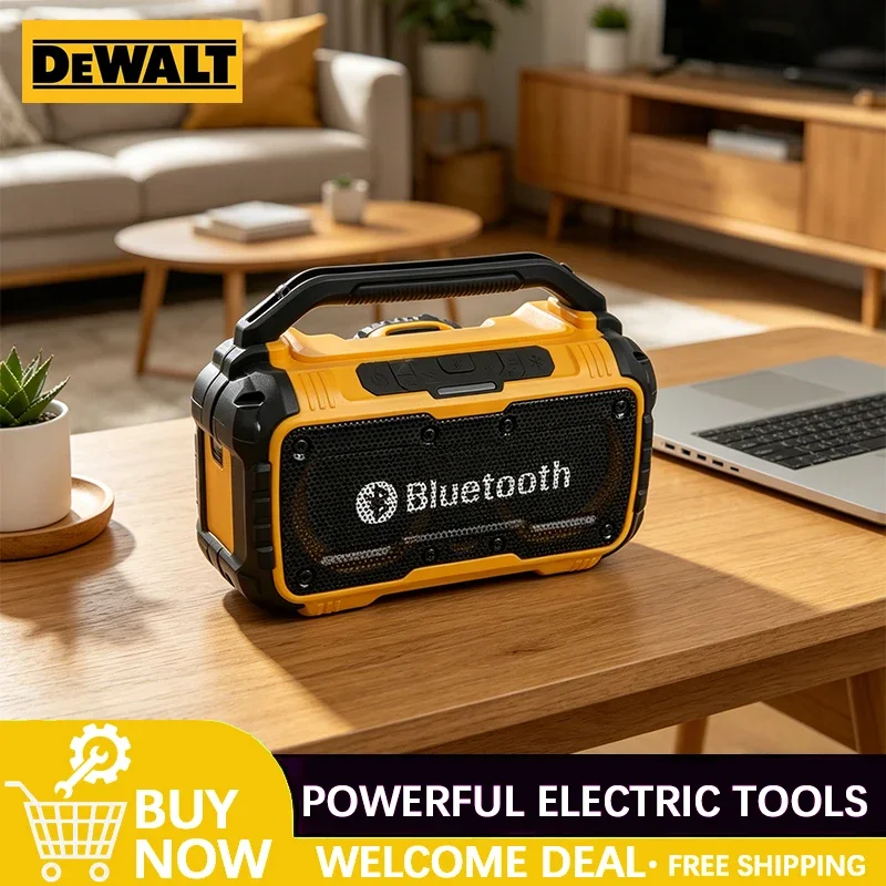 

Портативная колонка Dewalt Tool, беспроводная, Bluetooth-совместимая, с сабвуфером, для строительных площадок, водонепроницаемая, стерео.