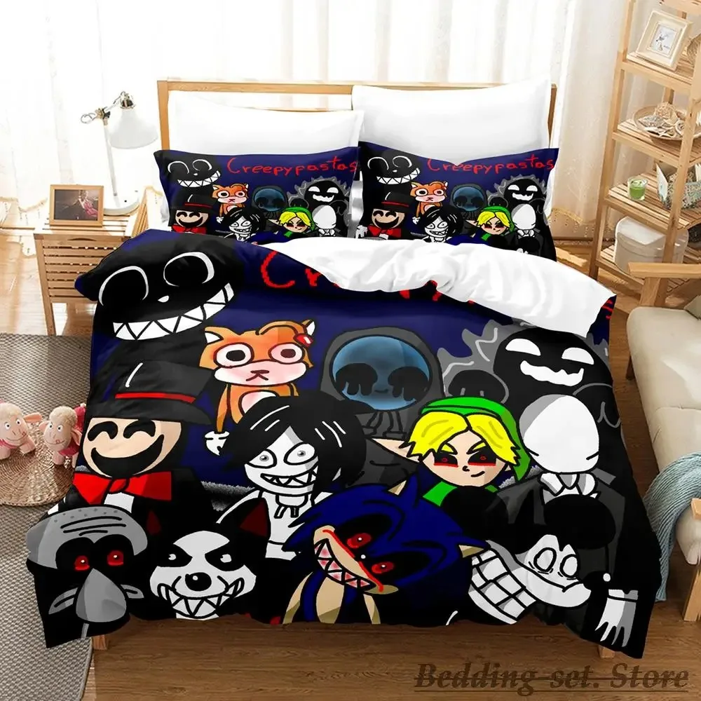 2023 New Jeff and Jane Creepypasta Bedding Set Single Twin Full Queen King Size Bed Set Adult Kid Bedroom Duvetcover Sets Anime